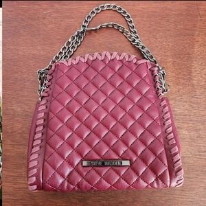 Steve Madden Maroon Quilted Shoulder Crossbody Bag